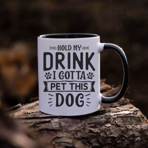 'hold my drink, i gotta pet this dog'