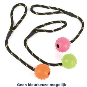 Happy Pet Tough Toys Bal Studded Aan Touw Rubber