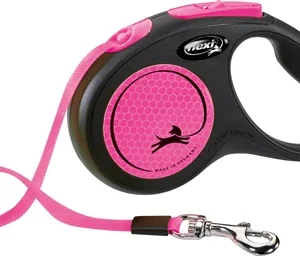 Flexi Rollijn New Classic Neon Tape Zwart / Roze