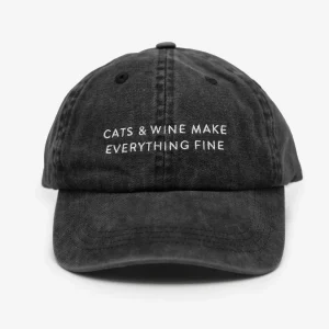 Zwarte Denim Pet - Cats & Wine Make Everything Fine