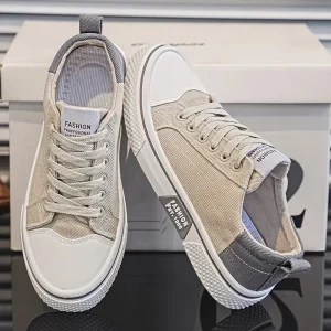 Heren Beige Canvas Sneakers
