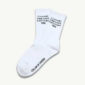 White Tube Socks - Dogs And Wine Make Everything Fine